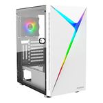 GAMDIAS PC Gamer Case, ATX Medium Tower Empty Gaming Cases, Airflow Case, 1 Integrated 120mm ARGB Fan, Tempered Glass Window, White