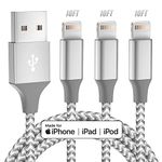 Bkayp Apple MFi Certified iPhone Charger 3pack 10FT Long Lightning Cable Fast Charging High Speed Data Sync USB Cable Compatible iPhone 14/13/12/11 Pro Max/XS MAX/XR/XS/X/8/7/Plus/6S (Grey White)