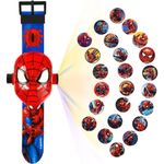 Superhero with 24 Figurines Projector Watch, Boy’s Electronic Watch, Projection Toys, Red