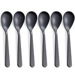 FULLYWARE Matte Black Demitasse Espresso Spoons, Stainless Steel Satin Finish Coffee Spoons, Mini Teaspoons, Sugar Spoons, 4.7-inch, Set of 6