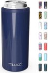 TILUCK Skinny Can Cooler for Slim Beer & Hard Seltzer, Stainless Steel, Doucle-Walled Stainless Steel Insulated Slim Cans, Standard 12 oz (Glitter Navy)