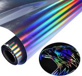 LUKGELYAM Holographic Heat Transfer Vinyl 12IN x 6FT Rainbow HTV Iron on Vinyl for DIY Iron on Fabrics T-Shirts Hats Compatible with Cricut, Cameo, Heat Press Machines