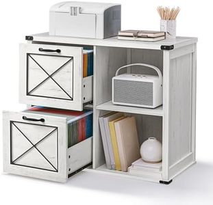VASAGLE Lateral File Cabinet, Filing Cabinet with 2 Drawers, Printer Stand, 2 Open Compartments, Fit A4, Letter Size, Hanging File Folders, for Home Office, Farmhouse Style, Rustic White UOFC049T73