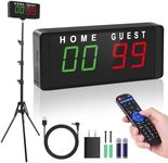 LED Electronic Scoreboard Digital Score Keeper with Remote & Tripod, Electric Scoreboard with Count Down/Up Timer & 12/24h Clock for Corn Hole/ping Pong/Table Tennis, Indoor & Outdoor Games