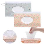 2Packs Baby Wipes Dispenser Portable Baby Wipe Holder Refillable Wet Wipes Container Reusable Travel Wipes Case, Keeps Wipes Fresh