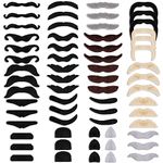 60Pcs Self Adhesive Fake Mustache 20 Styles Fake Beard Stick on Moustache Novelty Realistic Fake Mustaches for Christmas Halloween Performance Party Fake Mustach for Birthday Party Mexican Performance