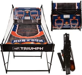 Triumph Sports Run n Gun Arcade Basketball Shootout Game Fully and Semi Assembled Out of The Box Fold Out and Play! Folds 100% Flat for Complete Storage Fully Portable, Play Inside or Outside
