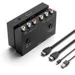 2 AV to HDMI Converter, 1080P/720P 2 Port RCA Composite CVBS AV Switch to HDMI Converter Adapter Support 4:3/16:9 Switching, for TV PC PS2 PS3 N64 NGC SNES WII VHS VCR Camera DVD-Black