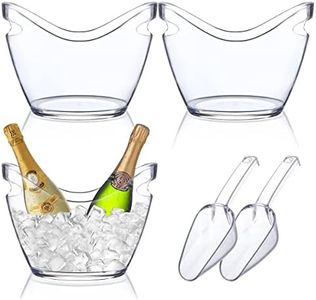 3 Pcs Ice Bucket for Parties Champagne Drink Plastic Acrylic Bucket for Cocktail Mimosa Bar Beverage Tub with Scoops for Champagne or Beer Bottle (3.5 Liter)