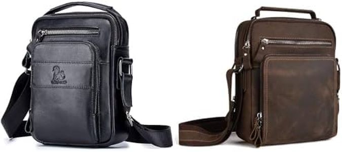 BAIGIO Men's Genuine Leather Shoulder Bag Messenger Briefcase Vintage Crossbody Bags
