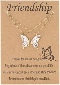 Friendship Necklace 2 Best Friend Friendship Gifts for Women Friends, Butterfly Matching Bestie BFF Necklace Gifts for Female Long Distance Birthday Christmas Valentines Day Gifts