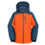 SMONTY SNOWER Boys Snow Jacket Detachable-Hooded Ski Jacket Extra Warmth Winter Coat(8-9Years, Orange Blue)