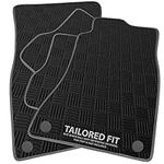 Rubber Car Mats FOR Hyundai Santa Fe HYBRID (7 Seater) 2021+ Checker Rubber Car Mats - Grey Ribbed Trim [PETRUB-2614]