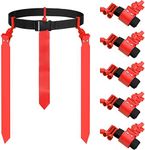 Junkin 6 Players Flag Football Belts and Flags Set Adjustable Football Belt for Youths Kids Teens Adults Training Equipment, Red