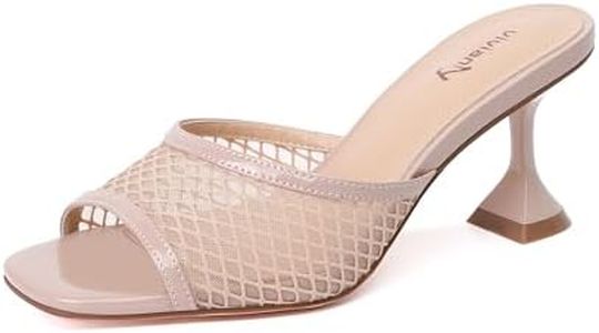 vivianly Womens Mesh Heels Sandals Stiletto Heel Slippers Backless Peep Toe Slip on Heeled Mules size 10