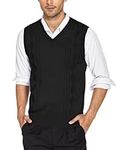 COOFANDY Men's Sleeveless Jumpers Knitted Sweater Vest V-Neck Knitted Tank Top Winter Jumper Vest Pullover Gentlemen Knitwear Knitted Waistcoat Black XXL