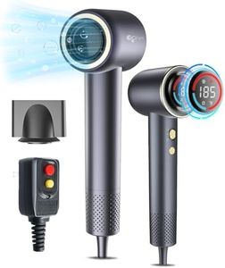 Hair Dryer Blow Dryer 400 Million Negative Ionic Professional Hairdryer 140,000 RPM High Speed Brushless Motor 1400W Low Noise Thermo-Control Fast Drying HD Display Styling Nozzle Lightweight