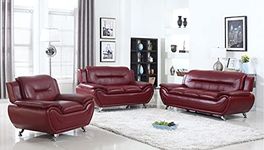 Fabrique Visionary 3+2+1 Leatherette 6 Seater Sectional Sofa Set | Luxurious & Comfortable Furniture for Home Office & Living Room | 4 Year Warranty | Easy to Move with Stainless Steel Legs | Maroon