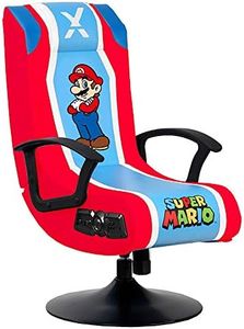 X Rocker Gioco con Licenza Ufficiale Nintendo Super, Sedia Pieghevole con piedistallo con Audio 2.1 Integrato-Mario-Rosso/Blu poltrone, Faux Leather