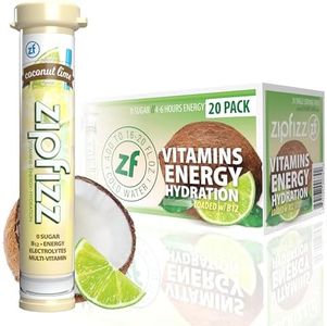 Zipfizz Energy Drink Powder, 20 Pack Electrolyte Mix with B12- Coconut Lime
