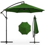 Hukimoyo 10Ft Diameter Large Outdoor Patio Cantilever Offset Umbrella with Base Stand, Waterproof Heavy Duty Garden Parasol Sun Shade Canopy, Side Pole Umbrella for Backyard, Poolside, Deck, Lawn, Terrace, Cafe.