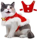 Pet Christmas Cloak Costume with Bells Soft Thick Fabric Pet Clothes Apparel Outfit Dress-up for Puppy Kitten Small Cats Dogs (S)