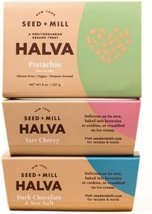 Seed + Mill - Halva - Fan Favorites Trio (Pistachio, Sea Salt Dark Chocolate, & Cherry) - Vegan, Kosher, & Gluten Free - Enjoy this Vegan Snack & International Candy - 8 oz (Pack of 3)