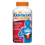 Gaviscon Max Relief Tablets - 50 Count - Chewable Foaming Antacid Tablets for Day and Night Heartburn Relief, Acid Reflux and GERD Relief, Berry Blend - Free of Aluminum, Lactose and Gluten