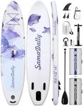 SamaDally 10.6' Inflatable Stand Up Paddle Boards, 32" Paddle Board of All Skill Levels with Complete Inflatble SUP Accessories, Hand Pump, Waterproof Bag, Removable Fin, Leash (Purple Flower)