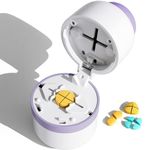 Pill Cutter - Pill Splitter for Small Pills with Stainless Steel Blade in one Third/Fourth, Suitable for Cuting Vitamins, Tablets (1-4 Purple)