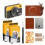 KODAK Mini Shot 2 Retro 4PASS 2-in-1 Instant Camera and Photo Printer (2.1x3.4 inches) + Initial 8 Sheets + 60 Sheets Gift Bundle, Yellow