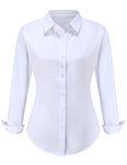 SDWRJOP Womens Dress Shirts Long Sleeve Button Down Shirts Wrinkle Free Work Shirt White XL