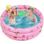 SHOKAN Paddling Pool for Kids, 130cm/51.2in Round Inflatable Baby Kiddie Pool, Portable 3 Rings Toddler Swimming Pool with Bubble Bottom, Indoor Outdoor Girls Boys Paddling Pool for Garden Backyard