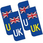 UK Car Stickers, Pack of 4 European Road Legal UK Car Number Plate Vinyl Stickers for Replace GB Stickers after BREXIT