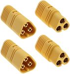 VGOL 2 Pairs MT60 3 Pole 3.5mm Motor Plug Male and Female Connector Set Gold Plated for RC ESC to Motor for Multicopter Quadcopter Airplane