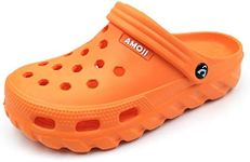 Amoji Garden Clogs Shoes Garden Shoes Outdoor Slippers Gardening Shoes Summer Water Clogs Yard Shoes Adult Male Female AA1521 Orange Size 8 Women/7 Men