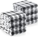 Utopia Towels Plaid Check Dish Towels, 15 x 25 Inches, 100% Ring Spun Cotton Super Absorbent Linen Kitchen Towels, Soft Reusable Cleaning Bar and Tea Towels Set (12 Pack, Black, White) (UT1000)