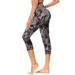 Gayhay High Waisted Capri Leggings for Women - Soft Slim Yoga Pants with Pockets for Running Cycling Workout, B-tie-dye Black, XX-Large