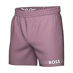 Hugo Boss Men's Standard Vertical Logo Swim Trunk, Mulberry, Small