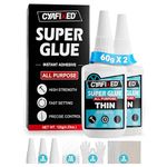 Thin Super Glue 120 Gram, All Purpose Clear Liquid CA Glue Repair Wood Ceramic Glass Plastic, Heavy Duty Cyanoacrylate Adhesive for 3D Print PLA Shoe Metal, Strong Bond and Instant Superglue