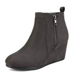 DREAM PAIRS Women's Grey Suede Low Wedge Heel Ankle Booties Size 7.5 B(M) US Double