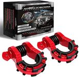 AUTMATCH D Ring Shackles 3/4" Shackle (2 Pack) 68,000Ibs Break Strength with 7/8" Screw Pin and Shackle Isolator & Washers Kit for Tow Strap Winch Off Road Vehicle Recovery Red