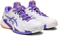 ASICS Women's Court FlyteFoam 3 Tennis Shoes, 8, White/Amethyst