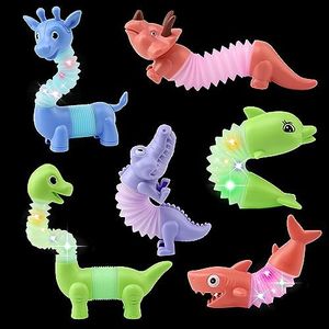 LEADSTAR Jouets Sensoriels, 6 Pièces Mini Pop Tube Lumineux, Anti-Stress Jouet Fidget Sensoriel LED Bâtons Lumineux Objet Satisfaisant Extensible pour Enfants Adultes Personnes Souffrant d’Autisme
