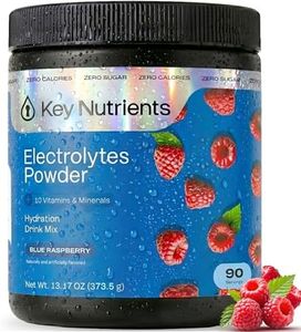 KEY NUTRIENTS Multivitamin Electrolytes Powder No Sugar - Sweet Blue Raspberry Electrolyte Powder - Endurance & Energy Supplement - Hydration Powder - No Calories - 90 Servings - Made in USA