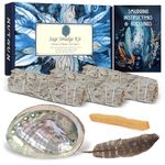 Nutgun Sage Smudge Kit - 3 White Sage Sticks, Palo Santo Stick, Abalone Shell, Smudging Feather & Guide~ Sage Incense Sticks for Cleansing House & Meditation