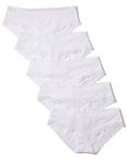 Iris & Lilly Women's Cotton and Lace Hipster Knickers, Pack of 5, White, 10