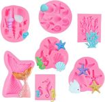 Create Beach-Themed Sweets with 7-Pack Sea Creature Silicone Molds for Cake Decoration and Chocolate Making