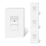 TOPELER 4 Pack Occupancy Sensor Light Switch, Neutral Wire Required, Motion Activated Wall Switch, Single Pole for CFL/LED/Incandescent Bulb, Wall Plate Included, White, UL Listed FCC Approval