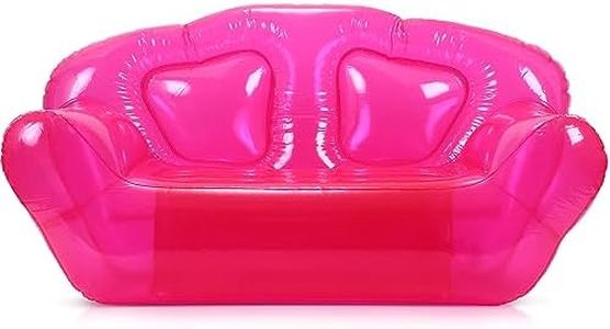 Kigley Transparent Inflatable Sofa Seat Blow up Chair Yard Portable Inflatable Couch Air Couch Patio Blow up Furniture for Camping Outdoor Beach Room Adult Teen (Pink,70.86 * 35.43 * 37.4inch)